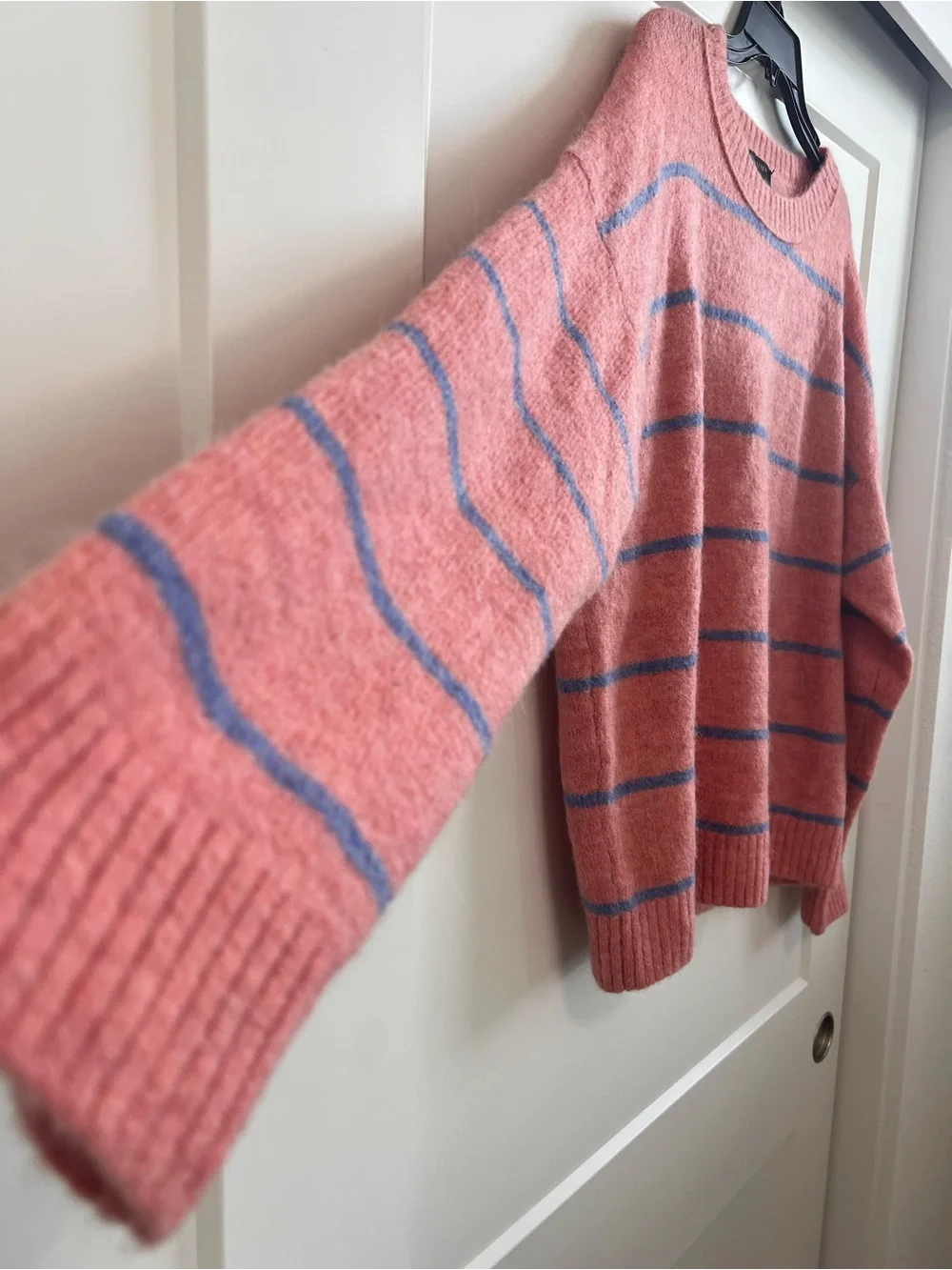J.Crew Alpaca Merino Wool Striped Crewneck Sweater Pink Blue M